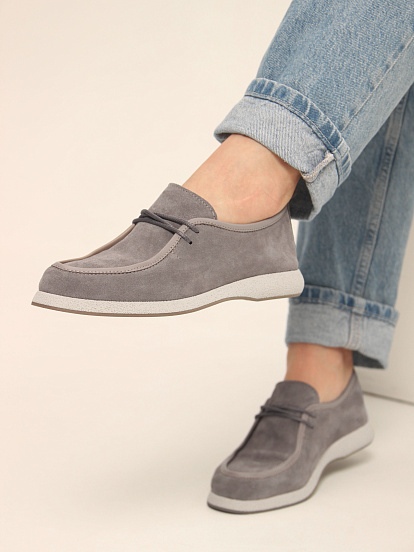 картинка Мокасины ED'ART 191.1607'be. серый замок замша от интернет магазина