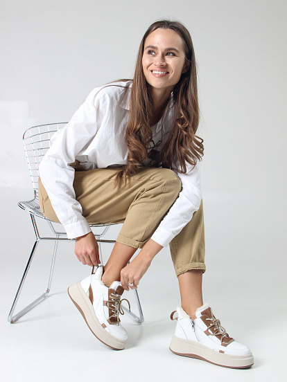 картинка Ботинки ED'ART 229.windy'be. белый коричневый от интернет магазина