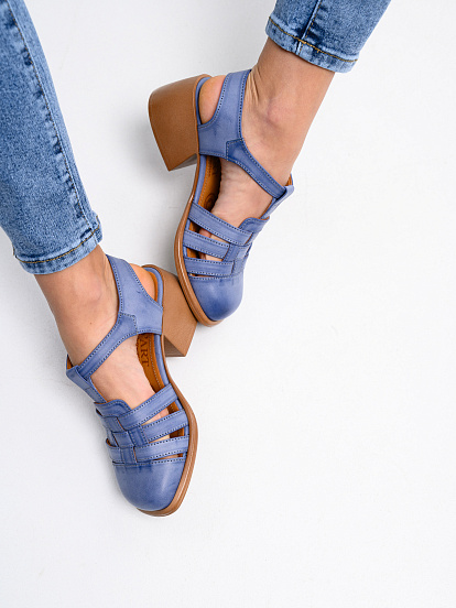 картинка Босоножки ED'ART 5035.23663'bе. Вакса джинс+коричневый от интернет магазина