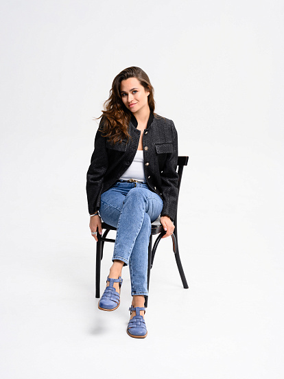 картинка Босоножки ED'ART 5035.23663'bе. Вакса джинс+коричневый от интернет магазина