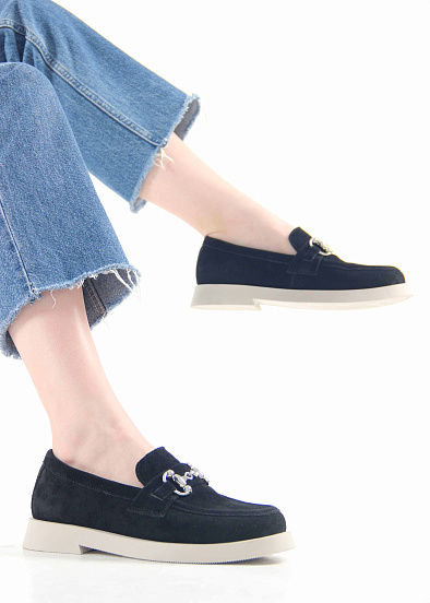 картинка Лоферы туфли ED'ART 172.1841'be. черная замша от интернет магазина