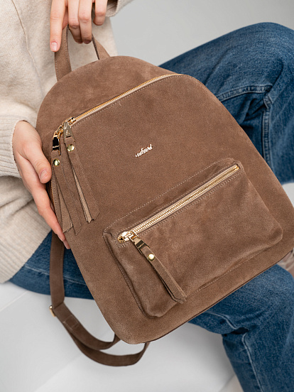 картинка Рюкзак ED'ART r01.серо-коричневая замша от интернет магазина