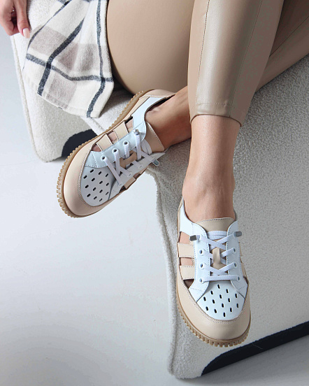 картинка Слипоны ED'ART 165.8000'be. белый-бежевый от интернет магазина