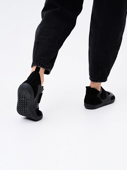 картинка Босоногие ботинки  ED'ART 206.NATA'bl.Черная кожа+черная замша от интернет магазина