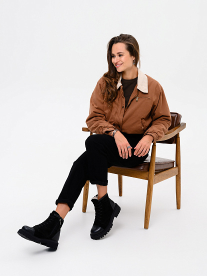 картинка Ботинки ED'ART 319.taskana'bl. Черная замша+черный от интернет магазина