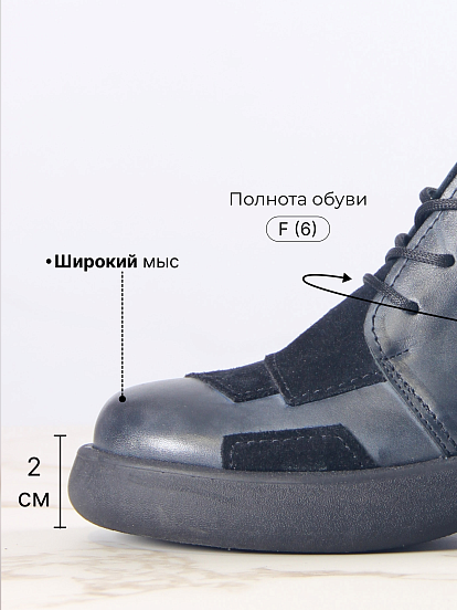 картинка Ботинки  ED'ART 305.927'bl. Вакса черная+черная замша от интернет магазина