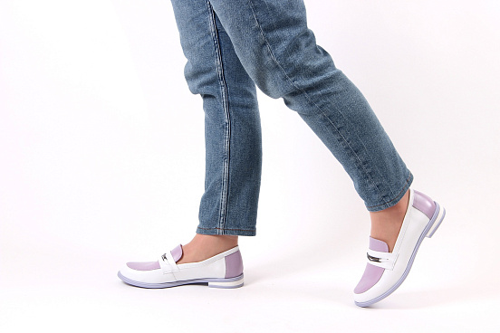 картинка Лоферы туфли ED'ART 117.madonna'l. white-lilac от интернет магазина