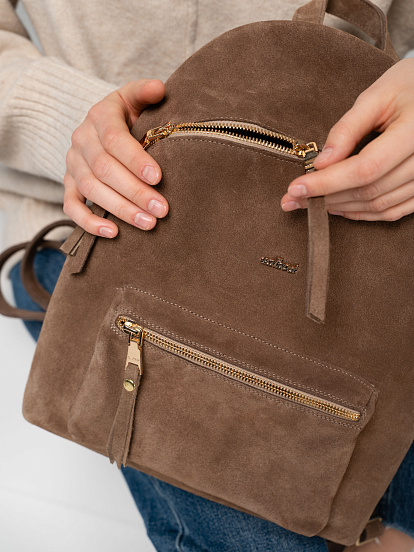 картинка Рюкзак ED'ART r01.серо-коричневая замша от интернет магазина