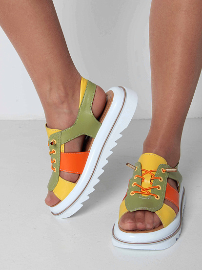 картинка Босоножки ED'ART 2029.2525'w. Авокадо желтый оранжевый от интернет магазина