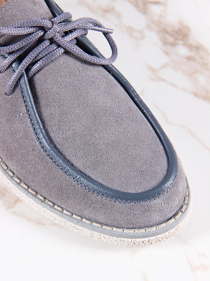картинка Мокасины ED'ART 191.rose'gr. серый замок замша от интернет магазина