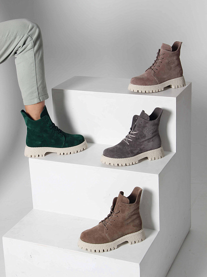 картинка Ботинки ED'ART 228.V.1541'be. Зеленый замша от интернет магазина