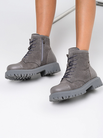 картинка Ботинки ED'ART 319.taskana'gr. Серый замок замша+игуана от интернет магазина