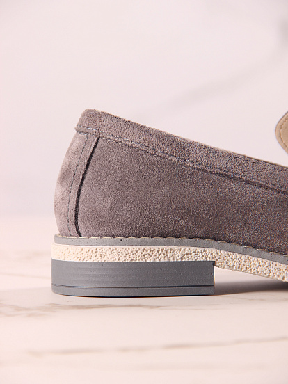 картинка Лоферы ED'ART 176.rose'gr. серый замок замша от интернет магазина