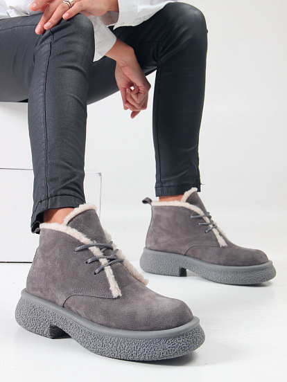 картинка Ботинки ED'ART 308.агата gr. серый замок замша от интернет магазина
