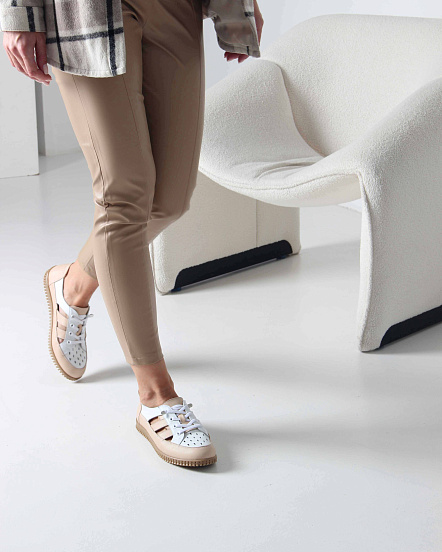 картинка Слипоны ED'ART 165.8000'be. белый-бежевый от интернет магазина