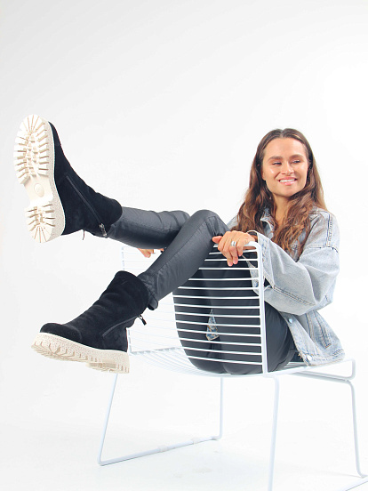 картинка Ботинки ED'ART 233.1541'be. Черный замша от интернет магазина