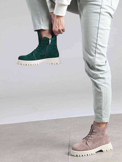 картинка Ботинки ED'ART 228.V.1541'be. Зеленый замша от интернет магазина