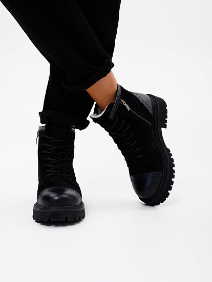 картинка Ботинки ED'ART 319.taskana'bl. Черная замша+черный от интернет магазина