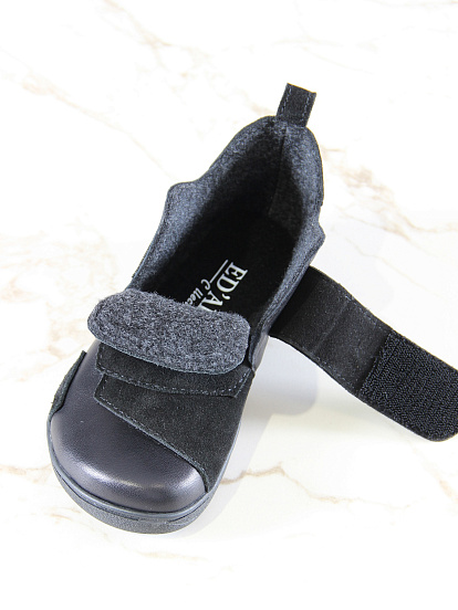 картинка Босоногие ботинки  ED'ART 206.NATA'bl.Черная кожа+черная замша от интернет магазина