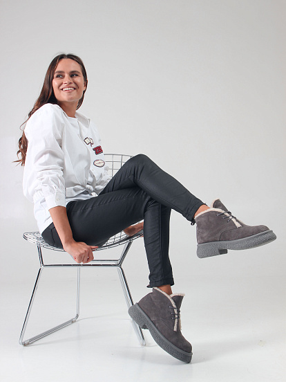 картинка Ботинки ED'ART 308.агата gr. серый замок замша от интернет магазина