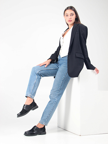 картинка Полуботинки туфли ED'ART 205.патриция'bl. черный черная замша от интернет магазина