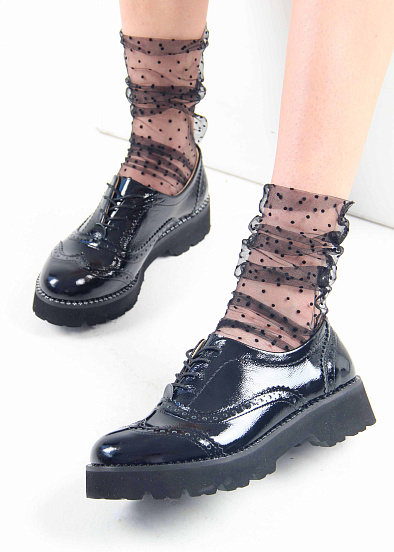 картинка Туфли полуботинки ED'ART 100.10182'bl. Черный наплак от интернет магазина