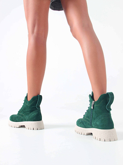 картинка Ботинки ED'ART 338.1541'be. Зеленый замша от интернет магазина
