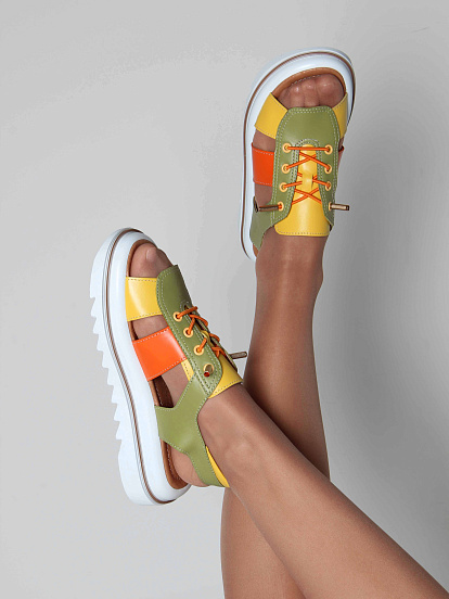 картинка Босоножки ED'ART 2029.2525'w. Авокадо желтый оранжевый от интернет магазина