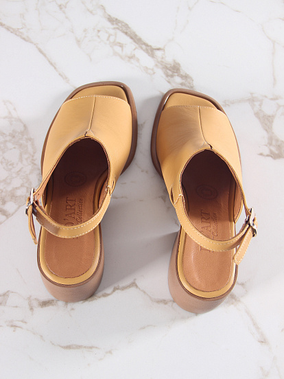 картинка Босоножки ED'ART 4013.23663'bе. Тыква лион+коричневый от интернет магазина