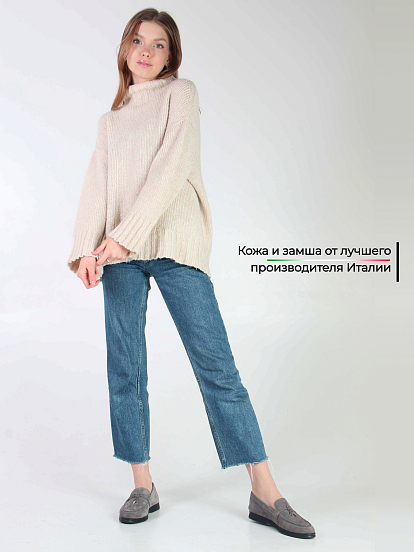 картинка Лоферы туфли ED'ART 170.2614'bl. Серый замок замша от интернет магазина