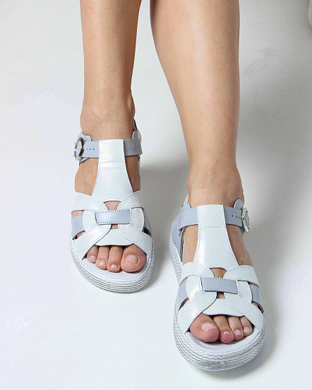картинка Босоножки ED'ART 2028.2530'w. Серый белый астана от интернет магазина