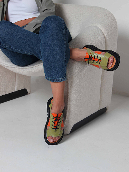 картинка Босоножки ED'ART 2029.2525'bl. Авокадо оранжевый от интернет магазина