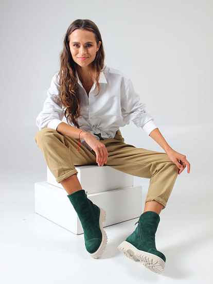 картинка Ботинки ED'ART 233.1541'be. Зеленый замша от интернет магазина