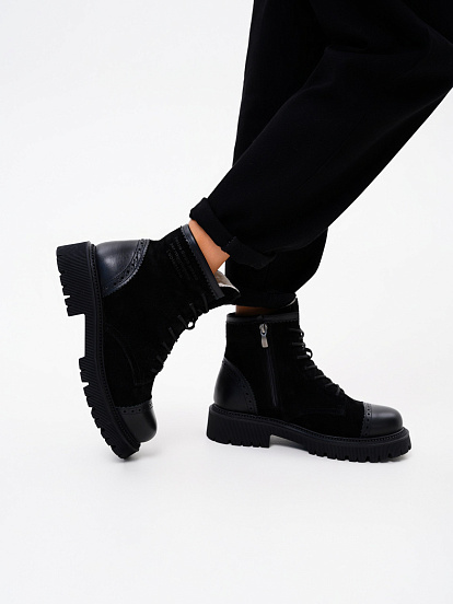 картинка Ботинки ED'ART 319.taskana'bl. Черная замша+черный от интернет магазина