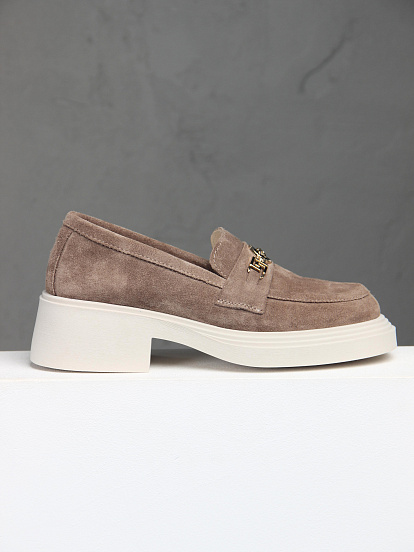 картинка Лоферы туфли ED'ART 173.1453'be. коричневый капучино замша от интернет магазина