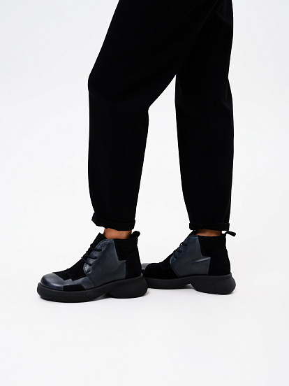 картинка Ботинки  ED'ART 305.927'bl. Вакса черная+черная замша от интернет магазина