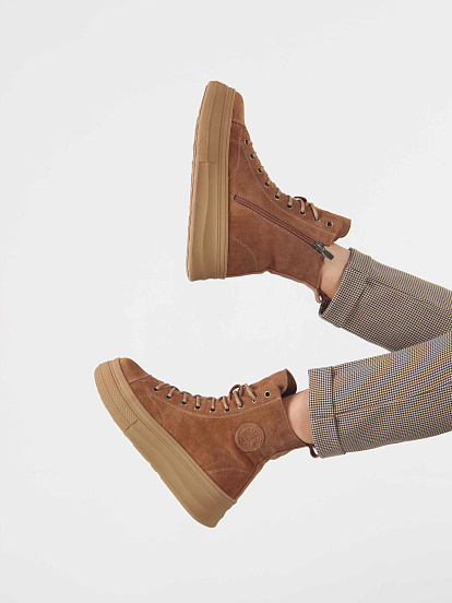 картинка Ботинки ED'ART 215.warm'br. светло коричневые замша от интернет магазина