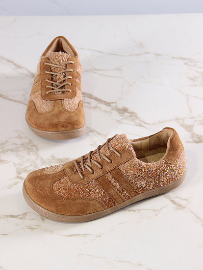 картинка Босоногие кеды ED'ART 184.nata'br.Джангл кемл+светло коричневая замша от интернет магазина