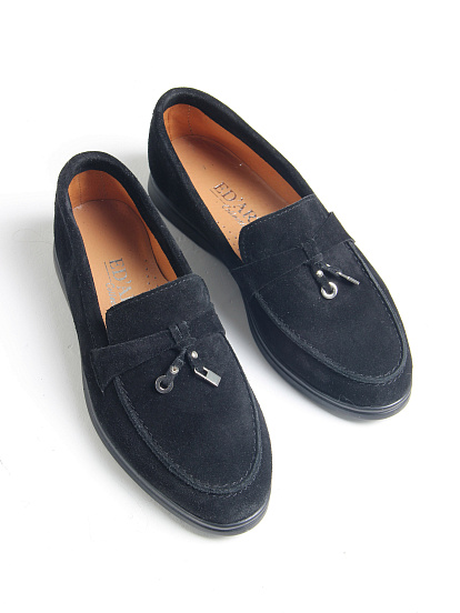 картинка Лоферы ED'ART 170.2614'bl. Черный замш от интернет магазина