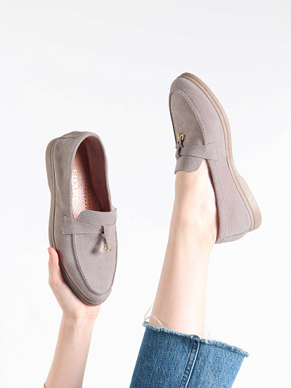 картинка Лоферы туфли ED'ART 170.2614'be. ваниль замша от интернет магазина