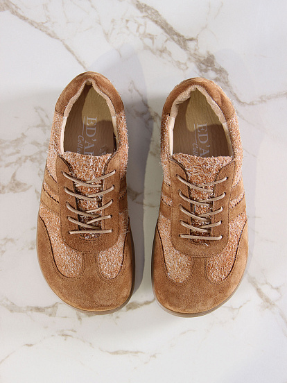 картинка Босоногие кеды ED'ART 184.nata'br.Джангл кемл+светло коричневая замша от интернет магазина