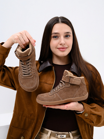 картинка Босоногие ботинки  ED'ART 211.NATA'br.Серо-коричневая замша от интернет магазина