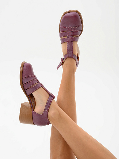 картинка Босоножки ED'ART 5036.23663'bе.Вакса бордо+коричневый от интернет магазина