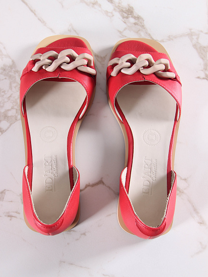 картинка Босоножки ED'ART 1024Z.110Z'bе. Красный+бежевый от интернет магазина