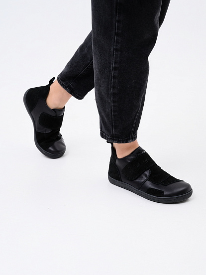 картинка Босоногие ботинки  ED'ART 206.NATA'bl.Черная кожа+черная замша от интернет магазина