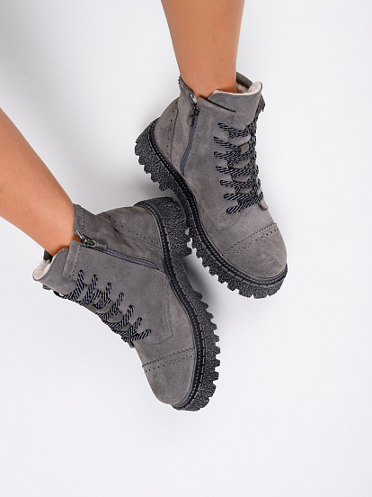 картинка Ботинки ED'ART 319.22511'gr.Серый замок замша от интернет магазина