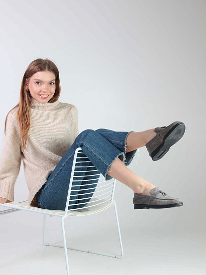 картинка Лоферы туфли ED'ART 170.2614'bl. Серый замок замша от интернет магазина