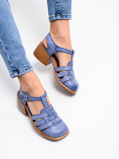 картинка Босоножки ED'ART 5035.23663'bе. Вакса джинс+коричневый от интернет магазина