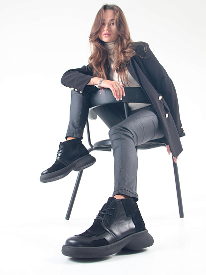 картинка Ботинки  ED'ART 305.927'bl. черный черная замша от интернет магазина