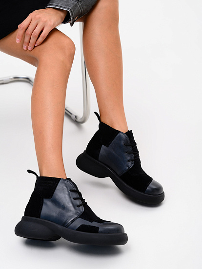 картинка Ботинки  ED'ART 305.927'bl. Вакса черная+черная замша от интернет магазина